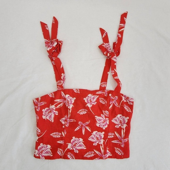 Joie Linen Floral Crop Top - Picture 2 of 9